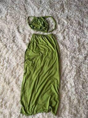 SHEIN Lime Green Strapless Tube Dress with Matching Bottom